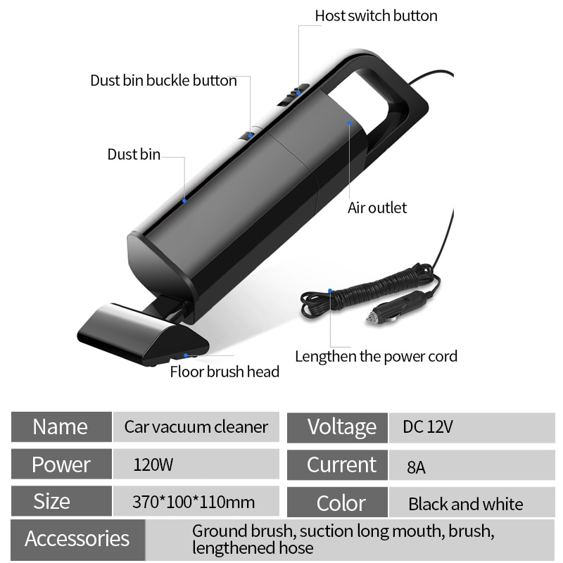 Auto Stofzuiger 12 V 120 W Auto Stofzuiger Draagbare Handheld Universele Elektrische Stofzuiger Interieur Accessoires