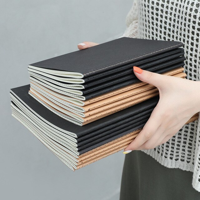 Journal Kawaii A5 B5 Kraft Paper-Black Card DIY Notebook Office for School Planner Grid-Line Agendas Notepads Stationary