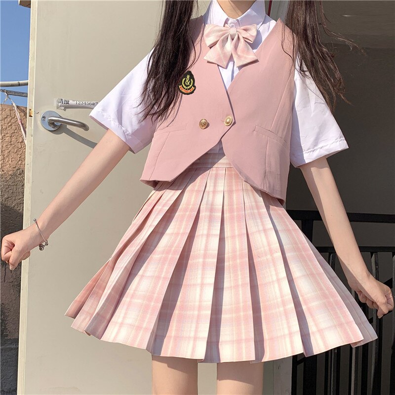 Japanese-Style College Style JK Uniform Waistcoat Loose-Fit Vest Sleeveless school girl uniform high school uniform