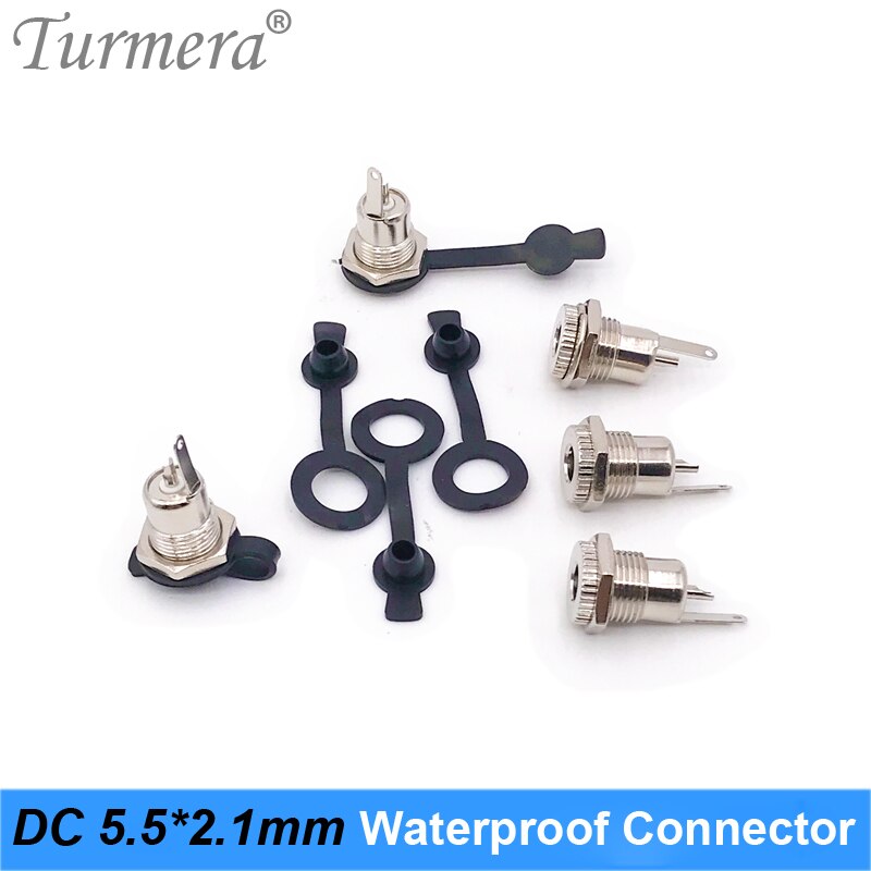 Conector de batería de CC de 5,5mm x 2,1mm, conector hembra de alimentación de CC de 5,5x2,1, resistente al agua para destornillador, batería Turmera