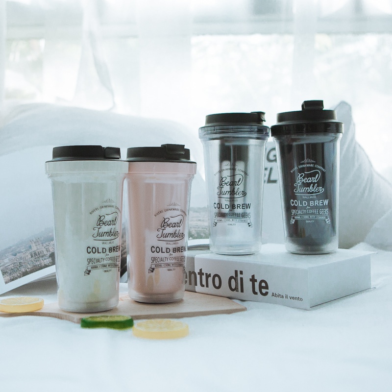 Convenient Portable Student Plastic Water Cup With Lids Insulated Travel Mug Double Wall Portable Cup For Home Office School 2