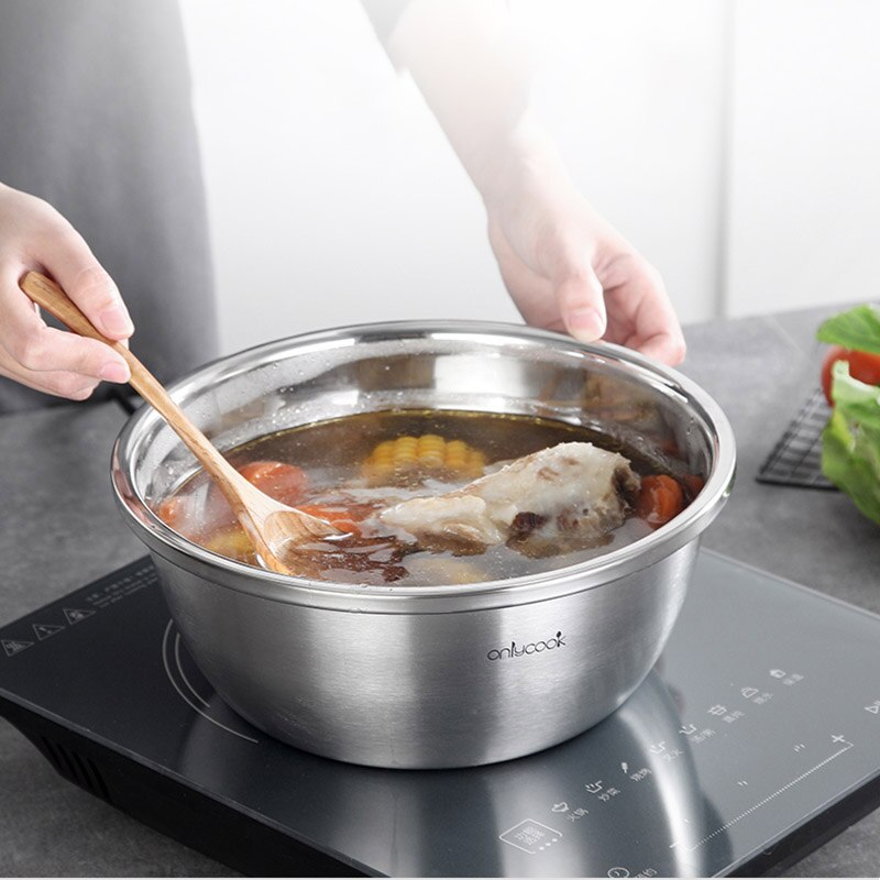 Thickened 304 stainless steel basin, deepened soup basin, food grade and basin, baking egg basin, vegetable washing basin