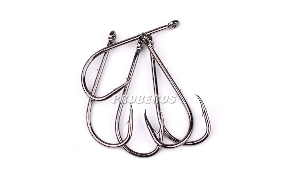 100pcs/lot Fishing Hooks 6-1# 1/0-6/0# Fish Hook Bait Holder Black Color Jig Big Barbed Hook Treble Hooks Fishing Tackle Pesca