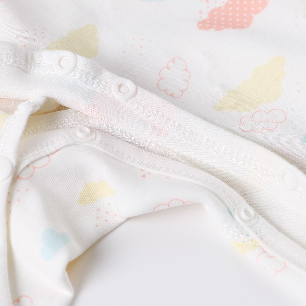 COBROO 3-Pack Baby Girl Betaalde Sleeper met Wanten 100% Katoen Allover Wolken Baby Meisje Pyjama Set 0- 3 maanden