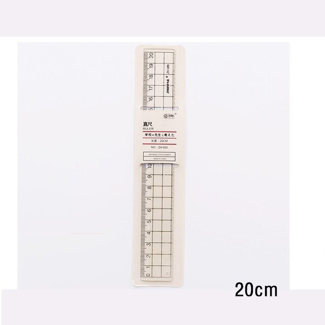Régua grade transparente de plástico, 15/18/20cm, régua reta, artigos de papelaria para crianças, presente, escritório, escola suprimentos: 20cm