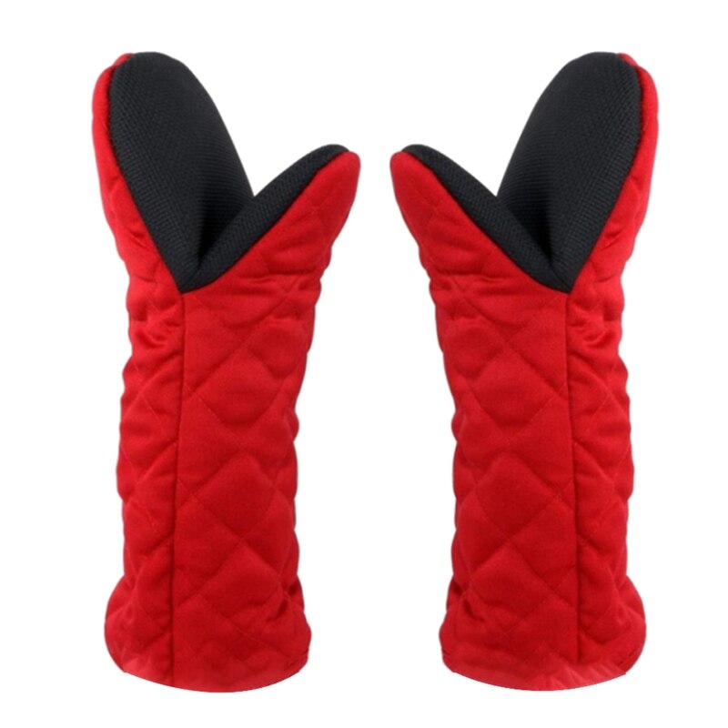 Guantes largos antideslizantes para horno, manoplas de seguridad resistentes al calor, utensilios de cocina para el hogar: Default Title