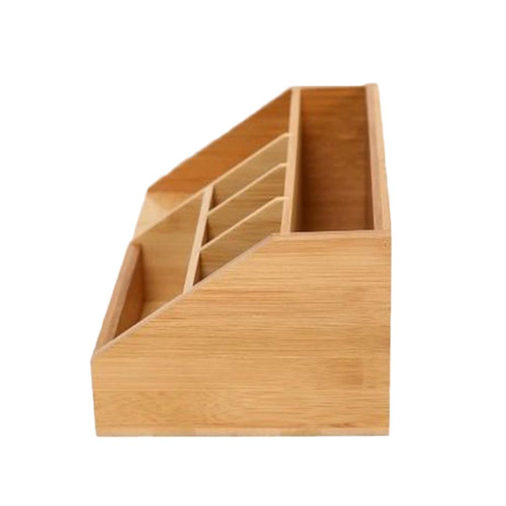 Desktop storage box Bamboo Stationery Organiser Letter Rack Notes Pen Holder Cosmetic Storage Box Pencil Holder Office Storage