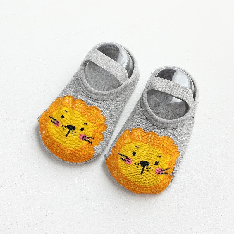 Baby Sokken Vloer Antislip Katoen Cartoon Pop Sokken Baby Peuters Schoenen En Sokken Baby Meisje Baby Boy Zachte sok: gray lion