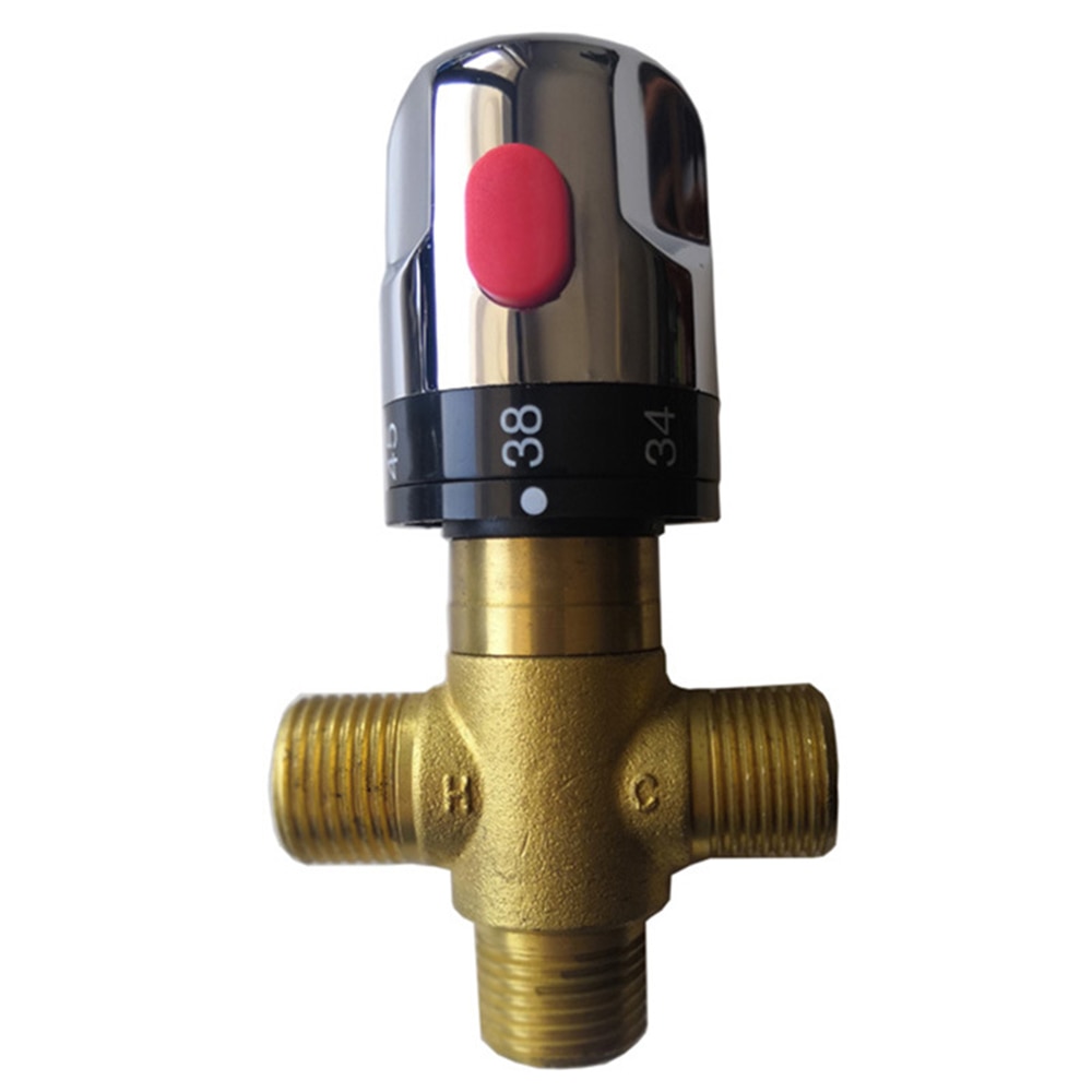 Messing termostatisk blandingsventil badeværelse vandhane temperatur mixer kontrol termostatisk ventil hjemmeforbedring: Gul