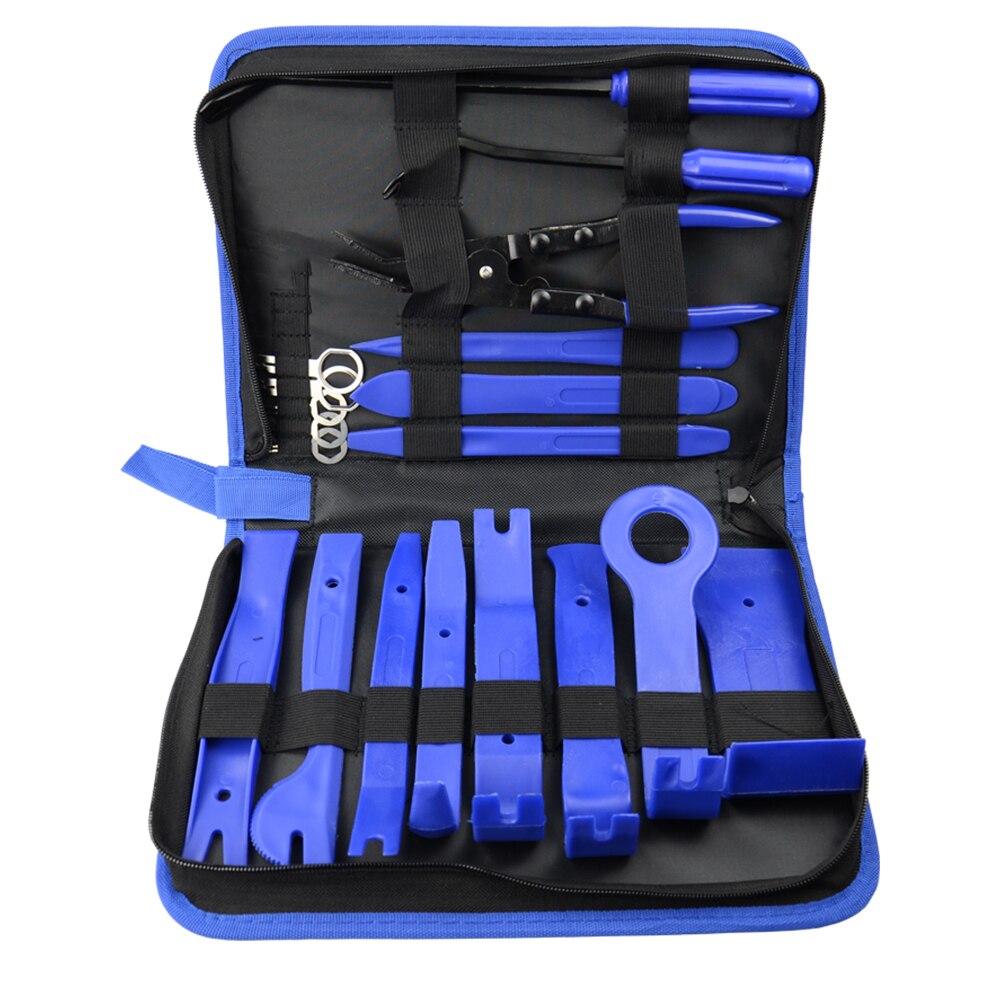 19PCS/set Red/Blue Hand Tool Kit Pry Disassembly Tool Interior Door Clip Panel Trim Dashboard Removal Tool: 19PCS Blue