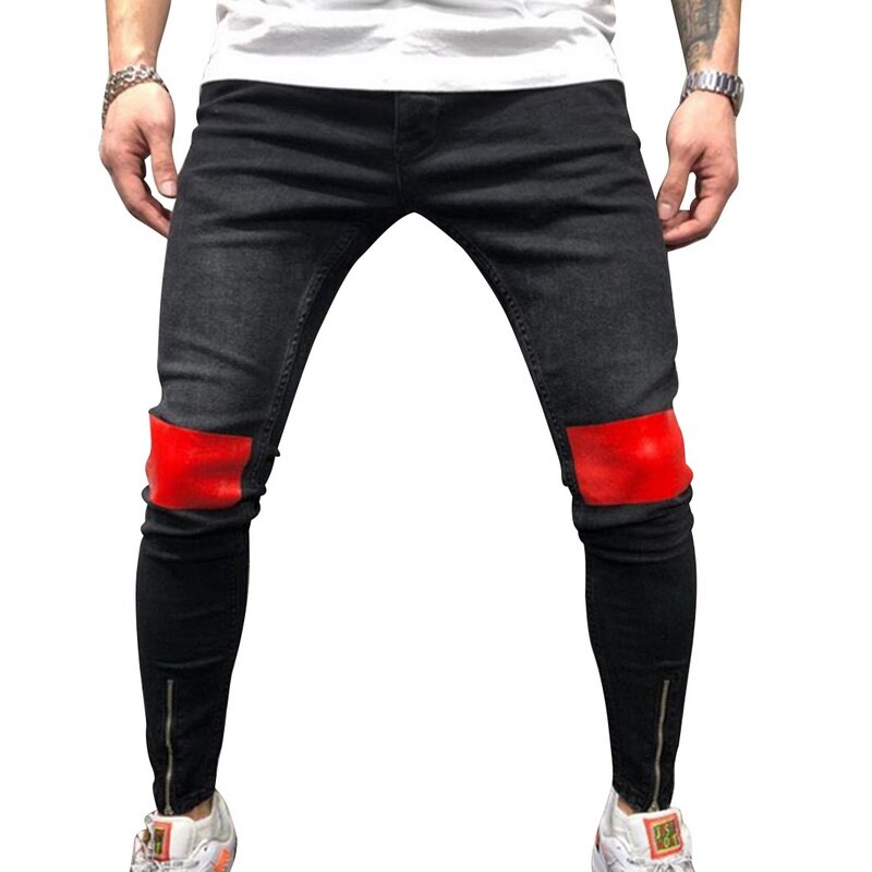 Pantalones de mezclilla ajustados para hombre, pantalones con rasgado, Vaqueros flexibles, Vaqueros ajustados con bolsillos para hombre: M