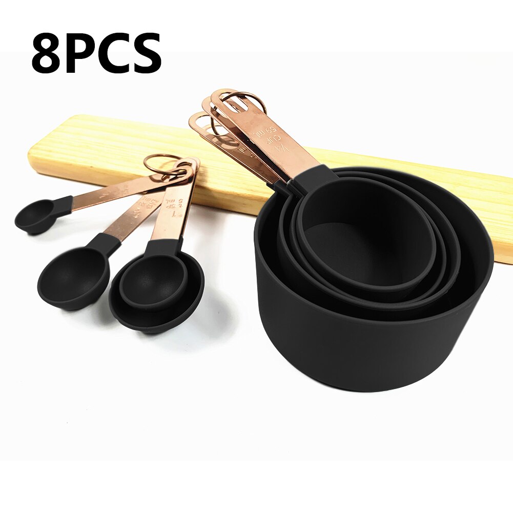 Stainless Steel Measuring Cups Spoons Kitchen Baking Cooking Stainless Steel Silicone Black Gray Red Measuring Tools Set