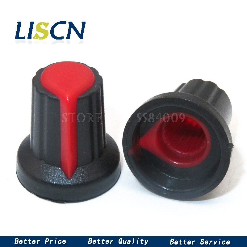 20PCS AG2 Switch Cap WH148 Plastic Knob Plum Handle 15X17mm Handle 6MM Potentiometer Cap: Red