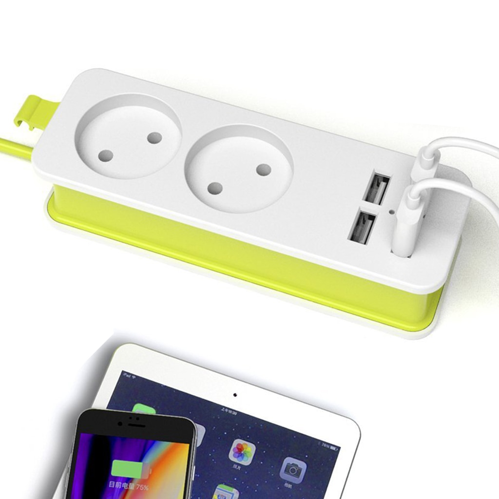 Enchufe europeo regleta 2 AC enchufe adaptador de viaje 1200W múltiples portatiles 4 cargador con puerto USB enchufe 1,5 m para tabletas Smartphones