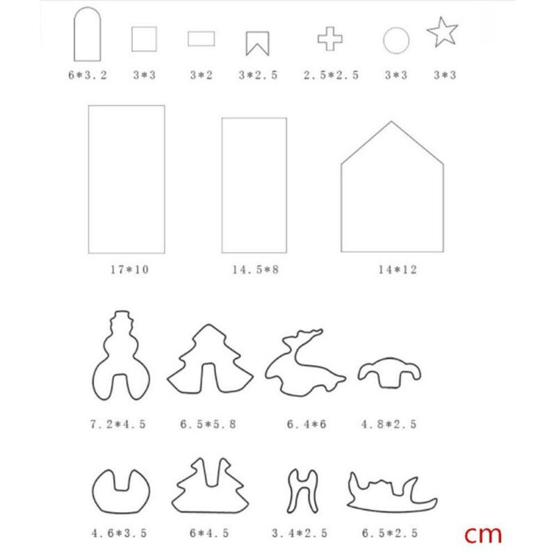 18PCS 3D Christmas Cookie Cutter Set Stainless Steel Xmas Biscuit Mold Gingerbread House DIY Baking Pastry Tool Kitchen Toys
