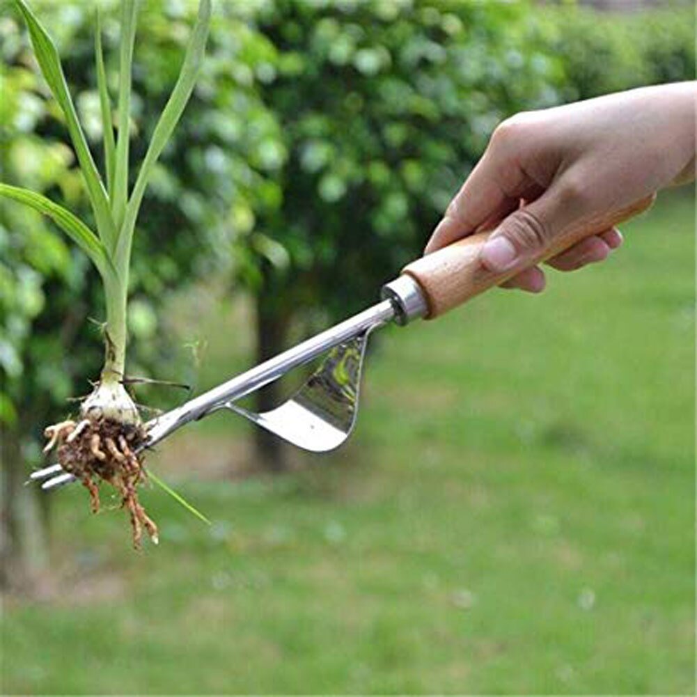 Mango de madera Manual multifunción de , escardador de jardín de acero inoxidable, cortador de eliminación de deshierbe a mano, herramientas extractoras de diente de león