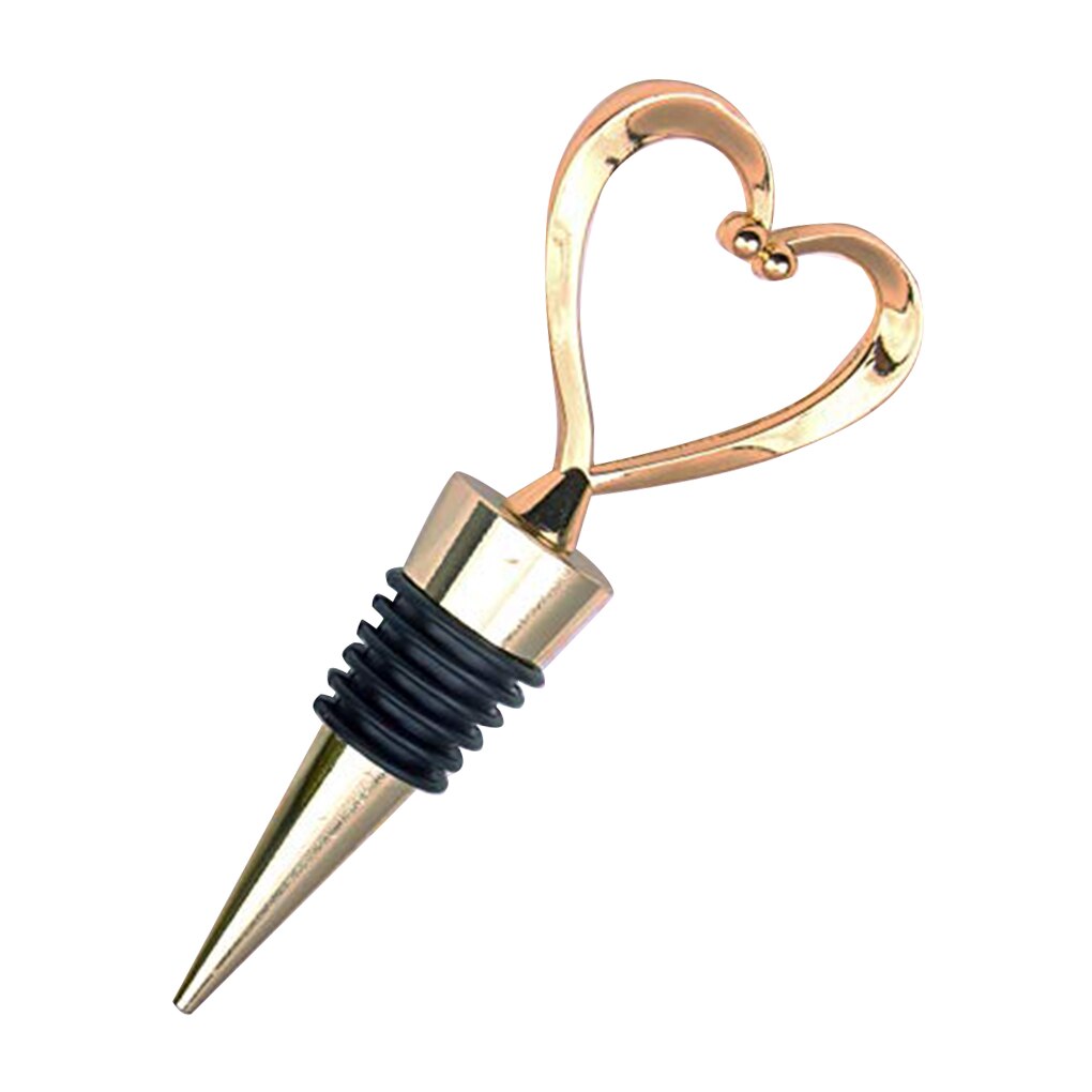 Heart Shaped Red Wine Champagne Wine Bottle Stopper Valentines Wedding Reusable Stopper Silver/Gold: No.2