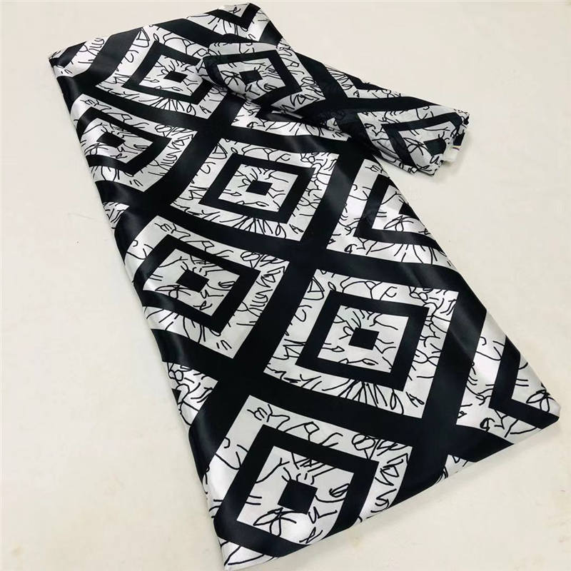Imitated Satin Silk Wax Materials Soft Nigerian Silk Chiffon Fabric African Fabric Ankara Wax Prints Fabric 4+2 yards: 3