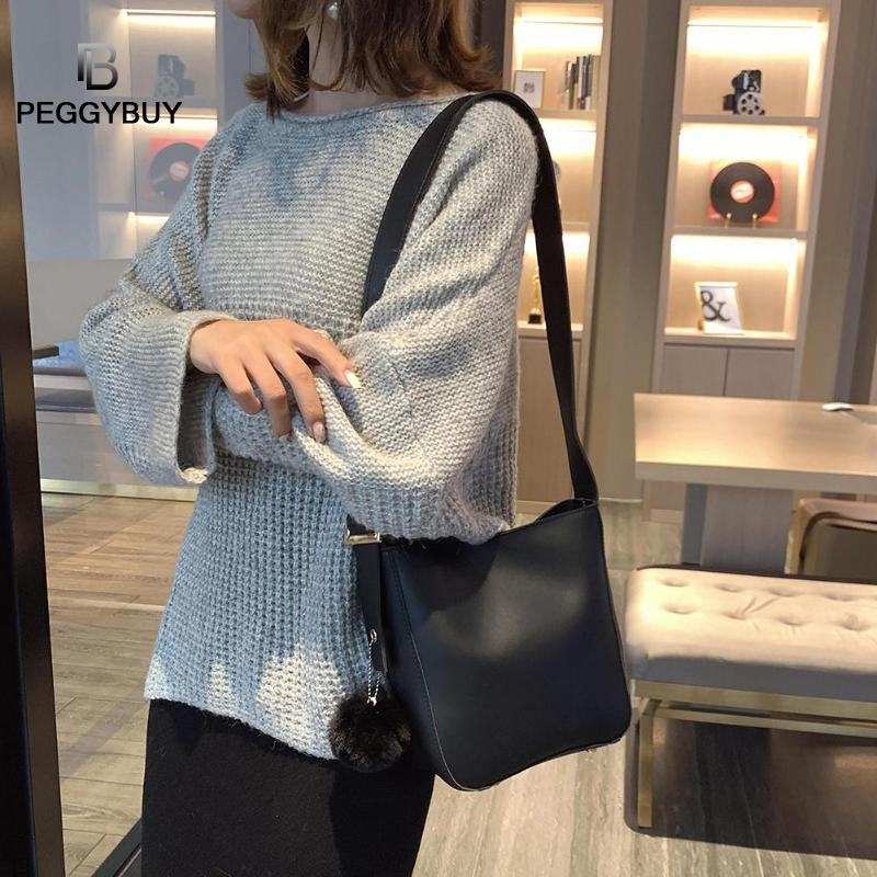 Vintage liten damedusk bøtteveske for luksushåndvesker kvinner skuldervesker kvinner pu lær skulder crossbody bag