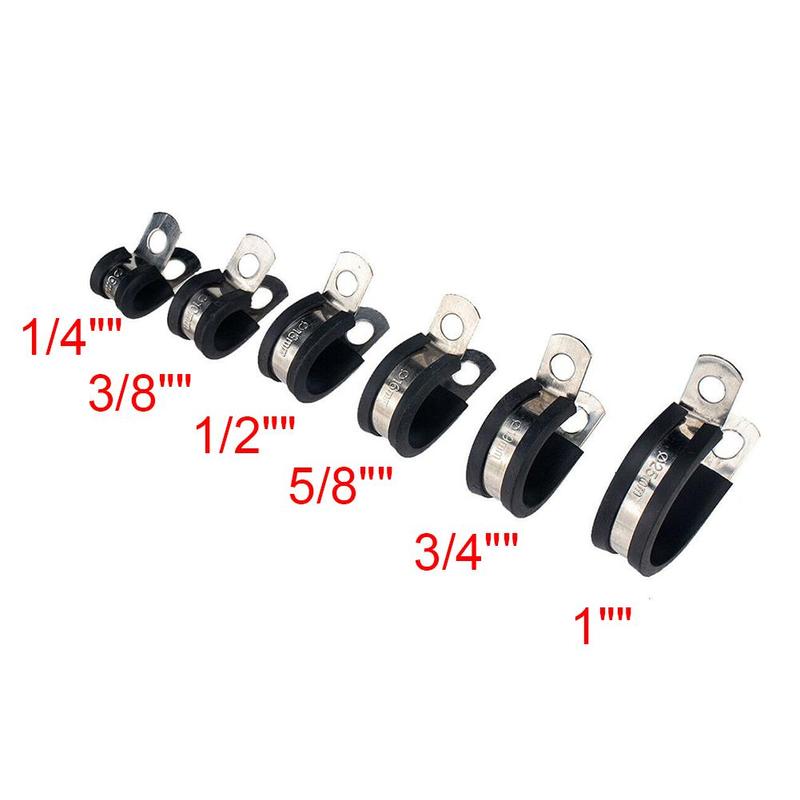 52 stücke Kabel Klemme Gummi Draht Klemmen Edelstahl Gummi Gepolstert Isolierte Klemme R bilden Metall Klemme Einfach zu Installieren