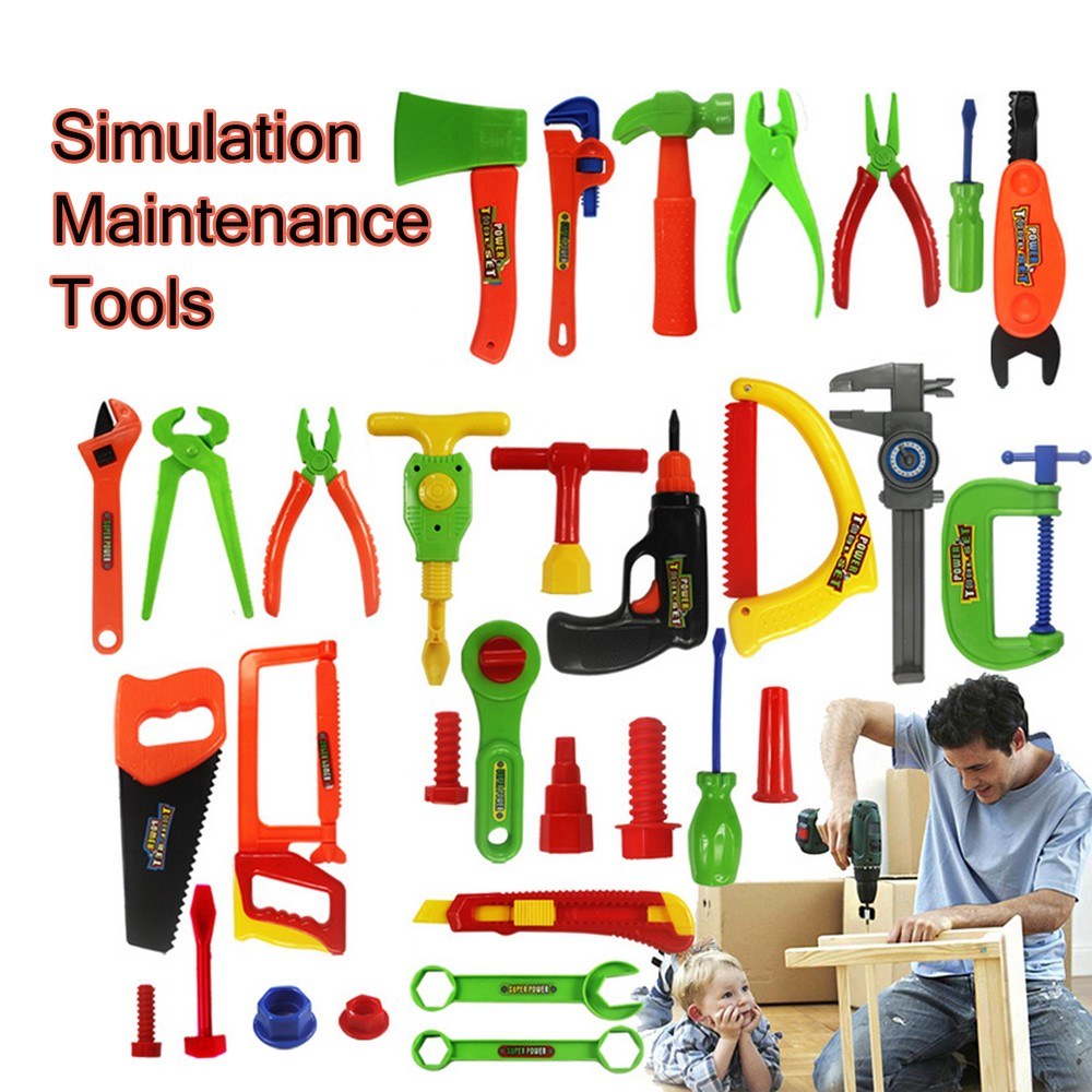 27/32Pcs Kinderen Reparatie Tools Set Jongen Simulatie Onderhoud Kits Kids Kids Tool Tuin Gereedschap Speelgoed Techniek Onderhoud tool