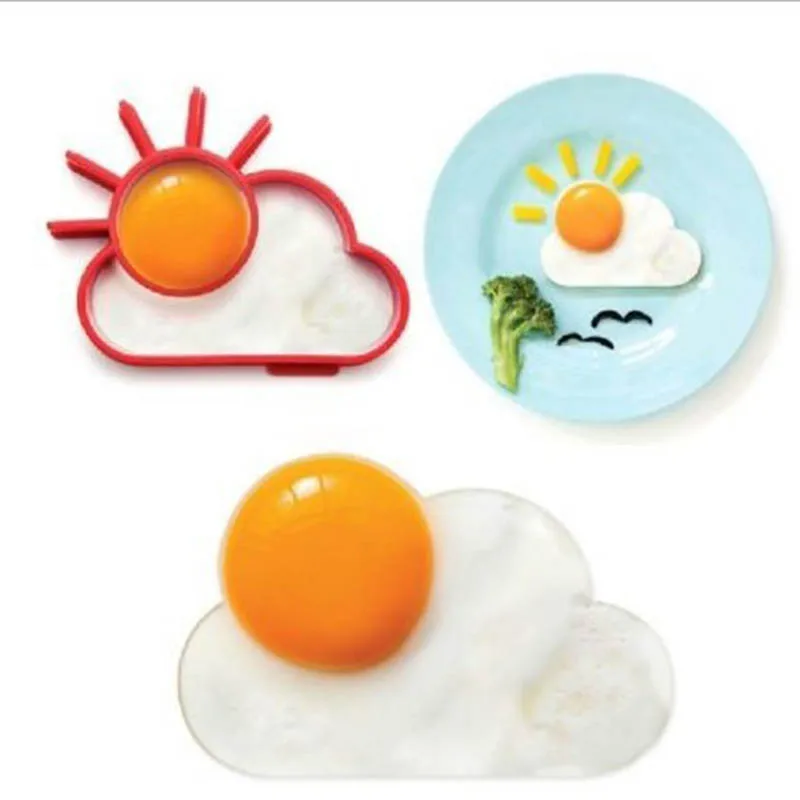 Molde para tortilla de desayuno, molde moldeador de anillo para tortitas y huevos de silicona, herramienta de cocina, accesorios de cocina DIY, dispositivo separador de huevos de plástico: Rojo