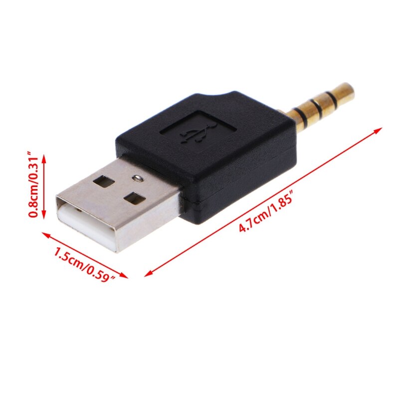 Adaptador auxiliar aux macho 3.5mm para usb 2.0 para apple ipod shuffle 2ª mp3