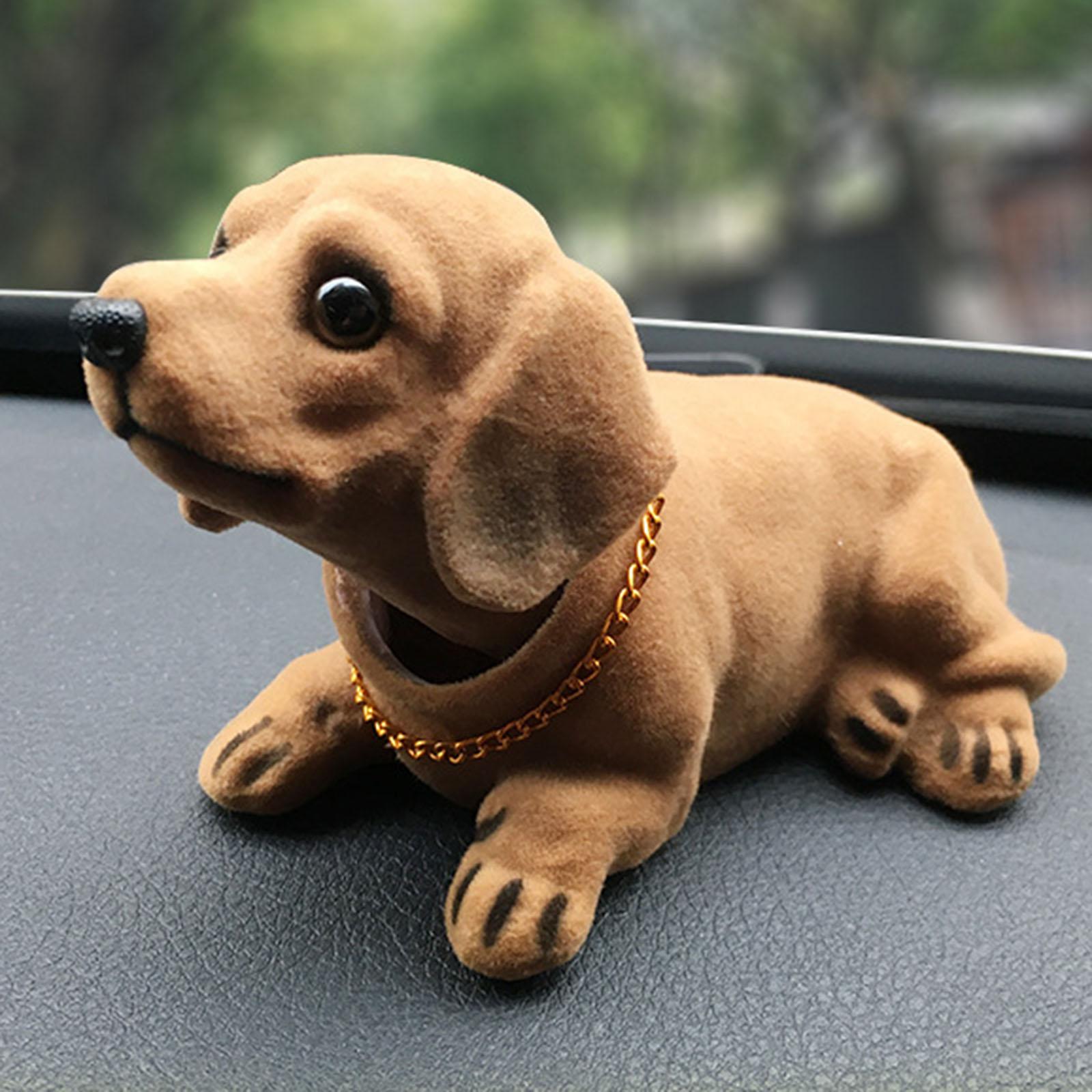 Puppe, der Höhle Kopf schüttelt, Hund, Kunstharz, Auto-Ornamente, Welpe, niedlicher Hund, Spielzeugfigur, Statue für Auto-Armaturenbrett, Tischdekoration: Schwarz