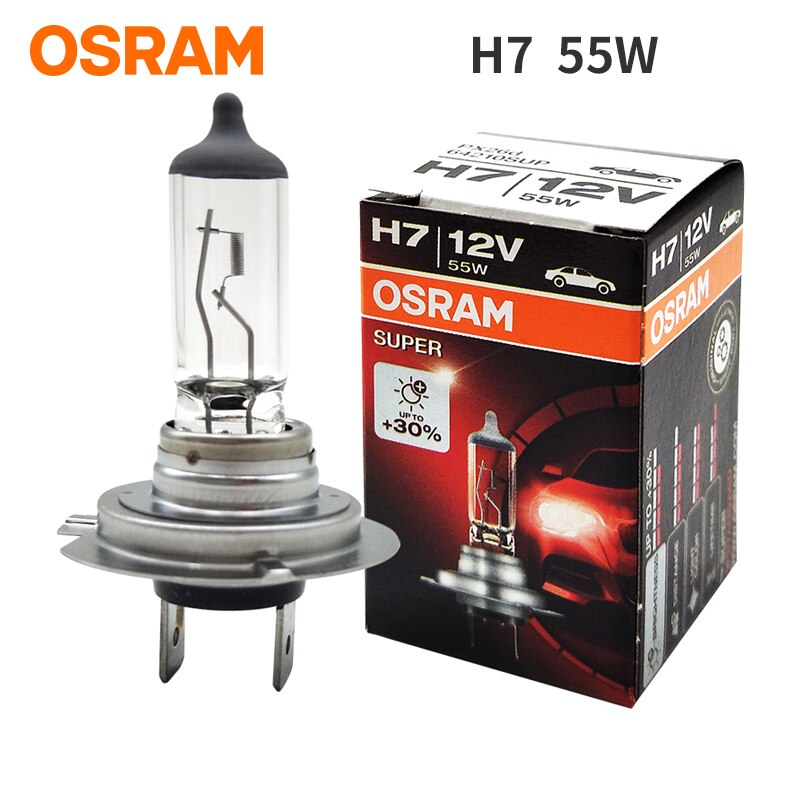 Osram  h1 h3 h4 h7 halogen bilpære forlygte fjernlys nærlys halogenlampe lang levetid 12v 55w biltilbehør: H7-64210 sup