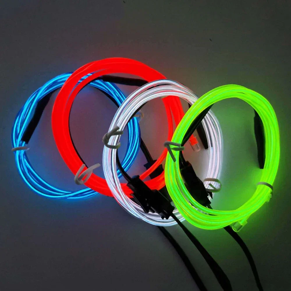 EL Wire 5/4/3/2/1 colores 1M luces iluminadas con luces de neón combinación DIY luces multicolores pilas AA tiras LED USB para graduación