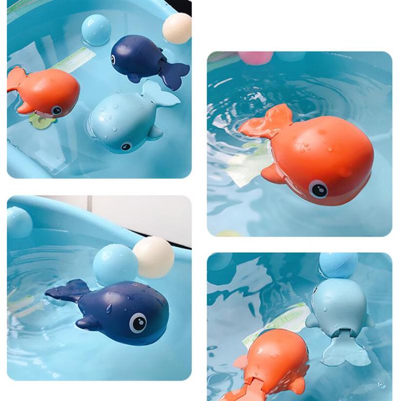 3 stk baby badning legetøj urværk sød hval legetøj baby sjov badevand dryssende legetøj tilfældig farve