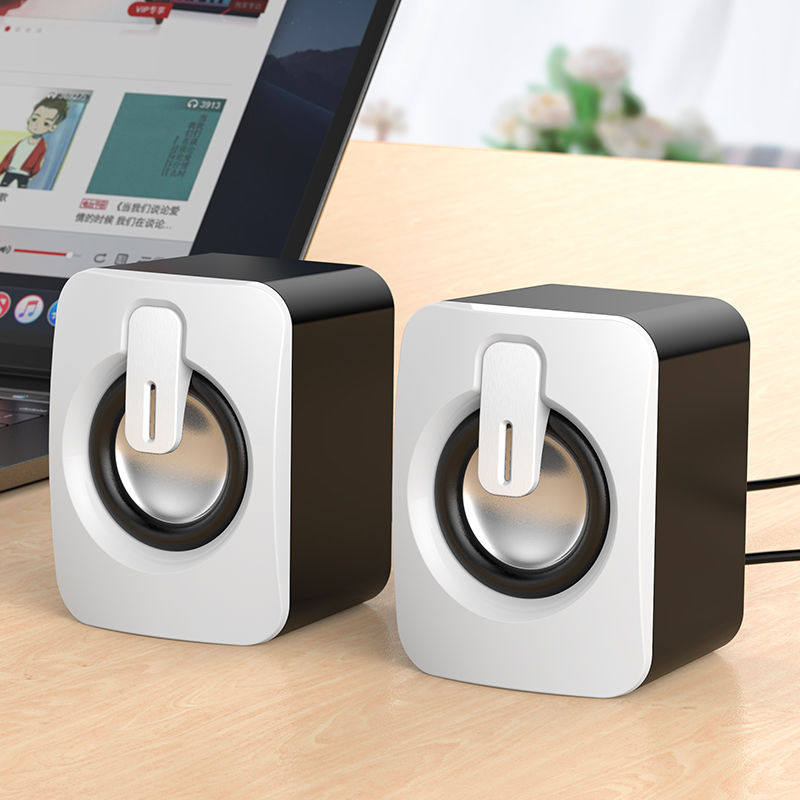 Computer Schreibtisch Lautsprecher verdrahtet USB Mini Subwoofer Audio- Lautsprecher Stereo umgeben Tiefem Bass Heimkino Multimedia Lautsprecher: Weiß