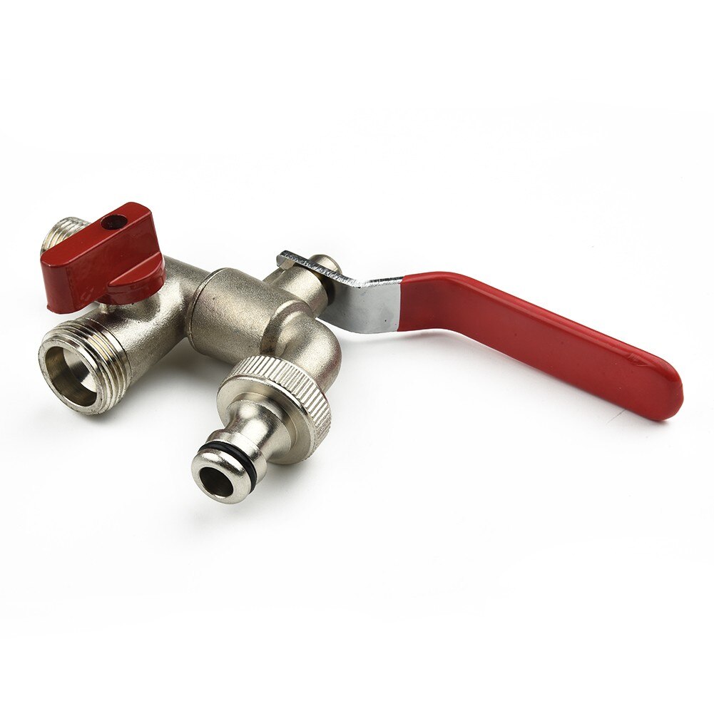 1x Brass Tap Valve Faucet Double Outlet Garden Outdoor Tap Valve Faucet 1/2inch BSP For Hozelock Tool Part