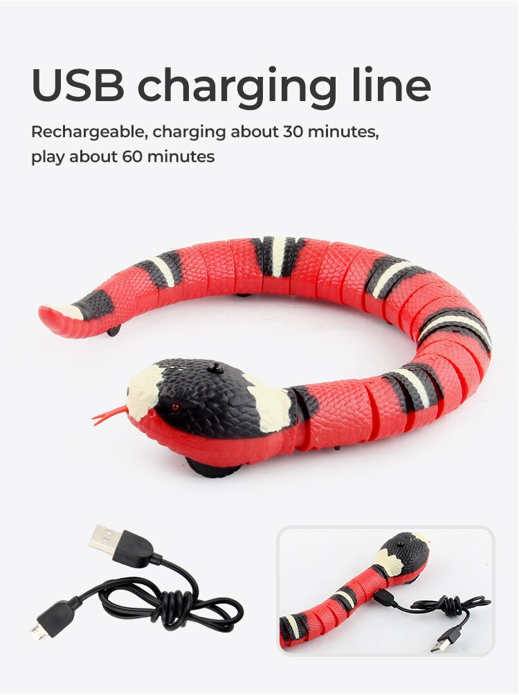 Sensing Lastig Snake Model Reptiel Afstandsbediening Ratelslang Inductie Cobra Ring Snake Usb Charge Grappige Truc Kid Speelgoed