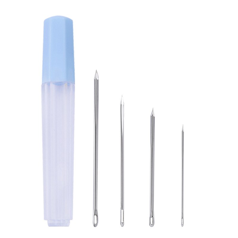 Agujas triangulares de cuero para manualidades, 4 Uds., alfiler especial de acero inoxidable para costura: A