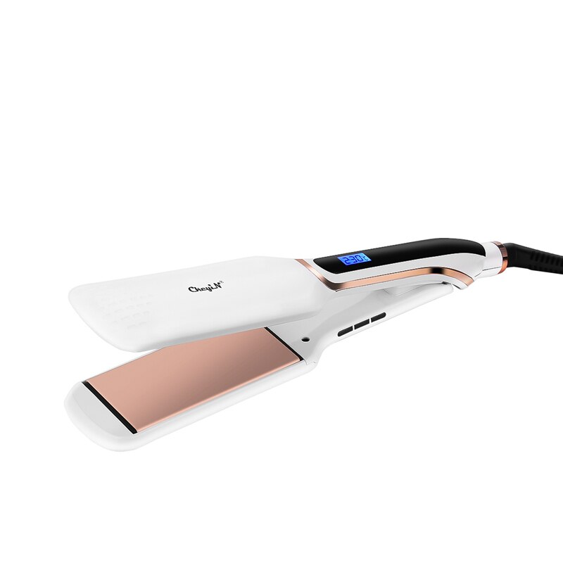 Hair Flat Iron Wide Plate Hair Straightener Curler Fast Heating LED Display Hair Straightening Curling Styling Tool