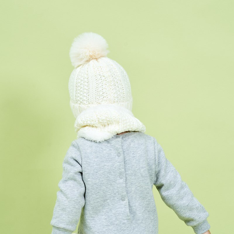 Conjunto de gorro infantil com 2 peças, gorro de pelúcia para bebês meninos e meninas quente