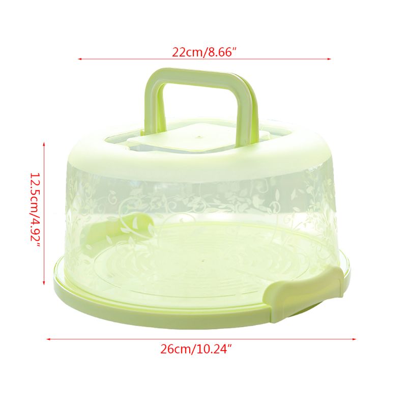 Caja de pastel redonda de plástico con asa, contenedor de almacenamiento para fiestas de cumpleaños y bodas, soporte para repostería y postres