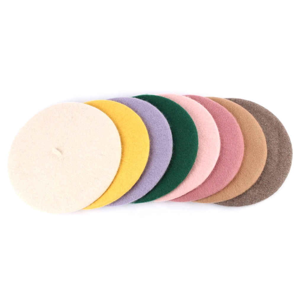 Baskerhatt för dam basker i solid varm ull för kvinnor godisfärg kashmir enfärgad fransk konstnär baskerhattar för flickor  gs102d