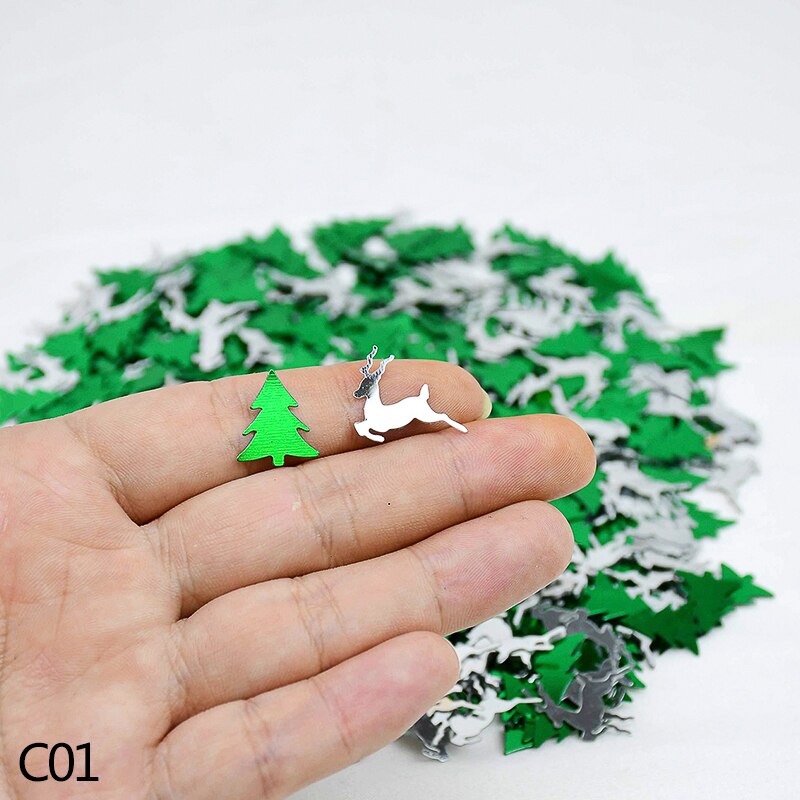 30g Christmas Confetti Artificial Snowflake Sequin Sant Claus Tree Snowman Confetti Year Table Decor Wedding Throwing: C01 tree deer