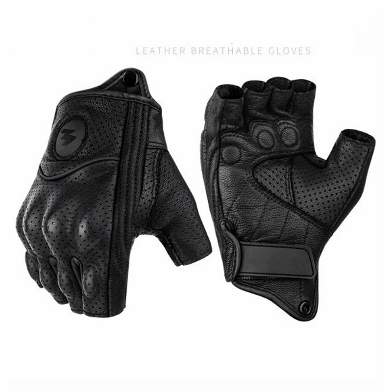 Sommer Motorrad Fingerlose Handschuhe Zubehör Ziegenleder Halbe Finger Handschuhe Moto-Cross Gant Moto Guantes Moto Verano