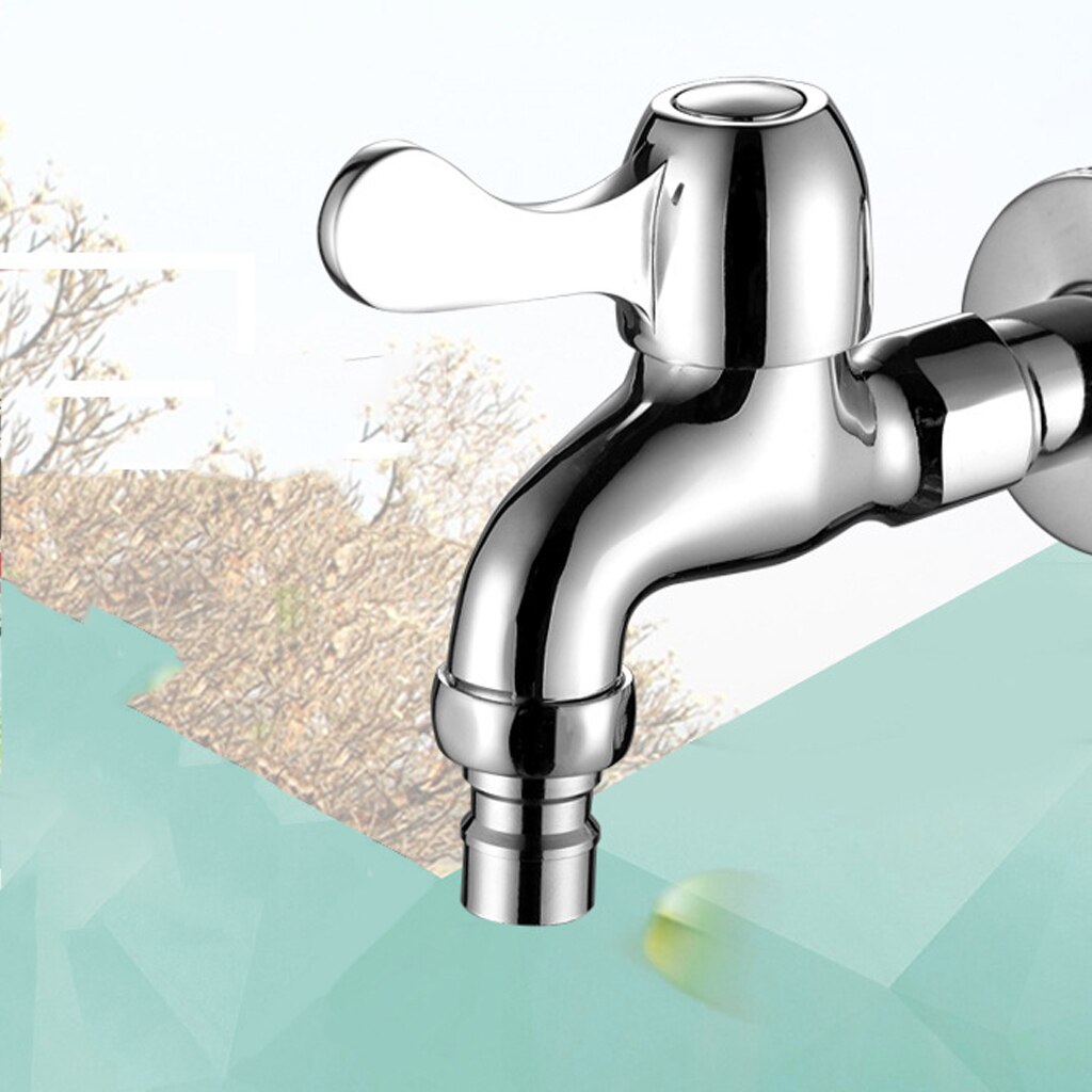 Chrome Finish Brass Wall Mounted Water Tap Garden Washing Machine Faucet