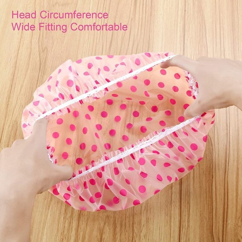 Waterdichte Douche Cap Thicken Elastische Kapsalon Cover Cap Vrouwen Leuke Stippen Bad Caps Hoed Badkamer Accessoires Haar Motorkap Cap