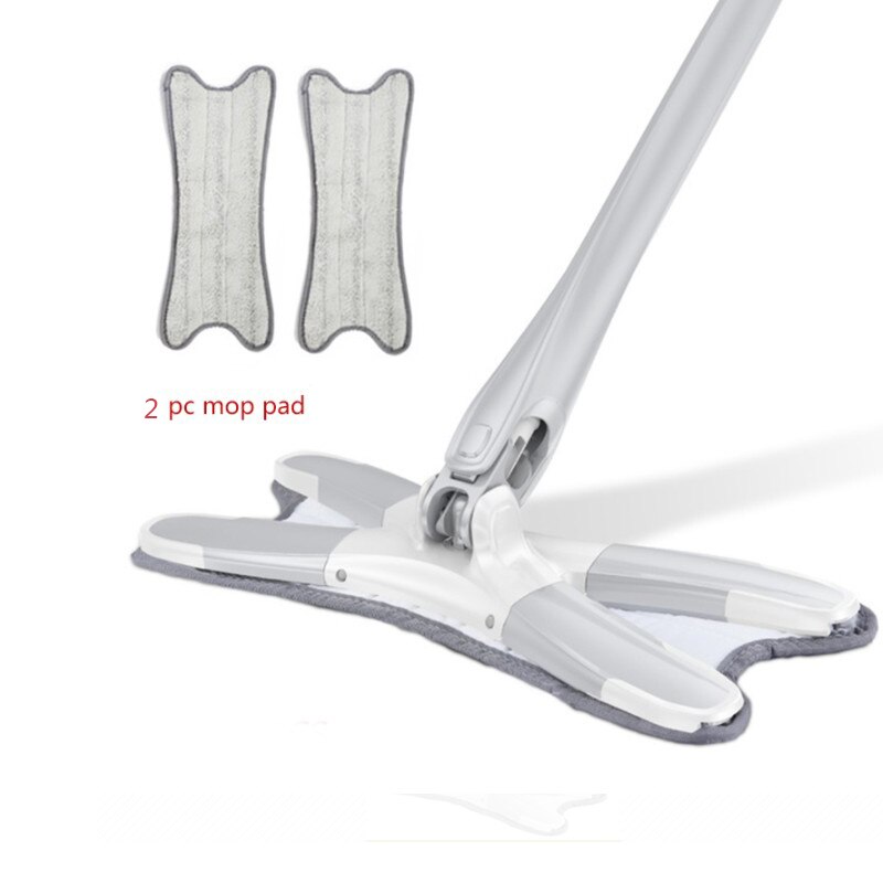 Haushalt Faul Mopp Reinigung Werkzeug X-Typ Boden Mopp Mit 4 Austauschbare Tuch Köpfe 360 Grad quetschen Flache Mopp Hand-Freies Waschen: 1grau Mopp 2 Mopp Pad