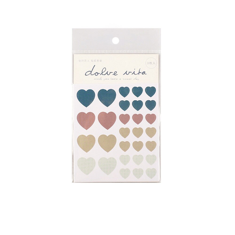 3 Sheets Love Heart Stickers Journal Stickers Kawaii Stationery Sticker DIY Diary Scrapbooking Sticker Cute Washi Stickers: D