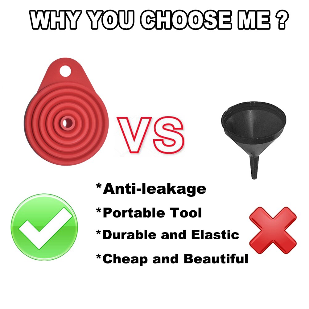 DIY Universal Funnel Water Gasoline Oil Fuel Petrol Diesel Liquid Washer Fluid Engine Change Fill Transfer Collapsible Silicone