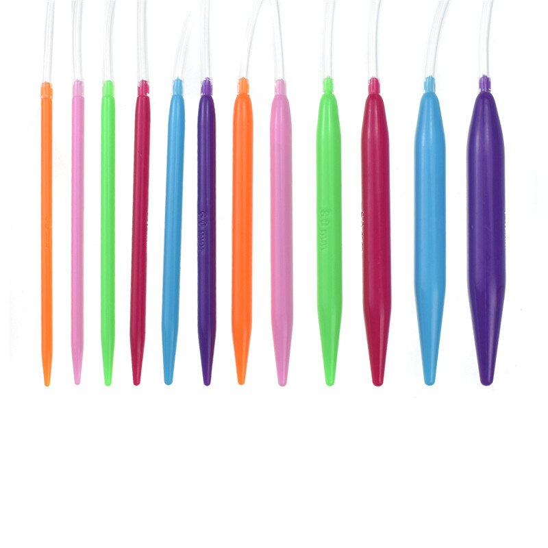 Koknit 12 stk rund strikkepinde i plast 3.5mm-12mm glatte rør rund strikkepinde garn håndværkssyværktøj