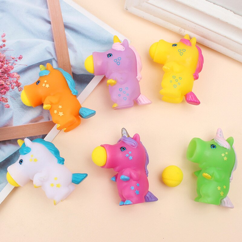 Juguetes creativos de unicornio para niños, catapulta, bola giratoria, orificios de descompresión, bolas para apretar, Juguetes Divertidos