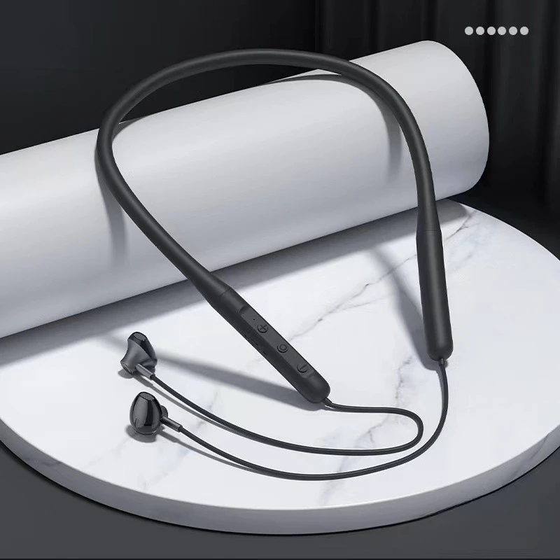 Neck-hung Bluetooth Headphones Wireless Earphones High Sound Noise Cancellation Ultra-Long Battery Life Sports Running E: black