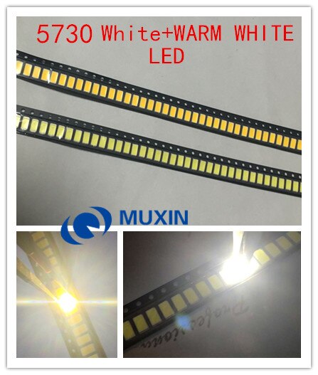 200pcs SMD 5630 LED 5730 SMD Leds 40-60LM Lamp light-emitting LED Diodes Chip warm white100 + white100 CW-WW voor LED